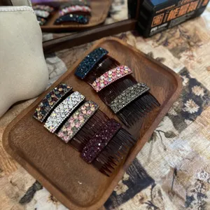 Korean luxury rhinestone hair comb elegant crystal side clip sparkling hair accessories
