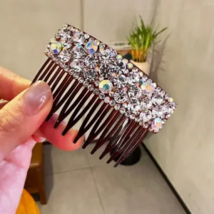 Sparkling rhinestone hair comb detail showing crystal elegance and secure grip for daily wear.