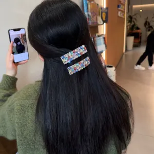 Atemberaubende bunte Strass Haarspangen Detailansicht, glitzernde Haarnadel für Damenstyling.