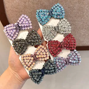 Pinces à cheveux nœud strass scintillantes coréennes, pinces bec de canard élégantes.