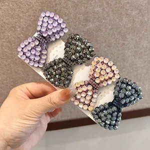 Joli lot de pinces à cheveux nœud en cristal brillant, barrettes strass pour femmes.