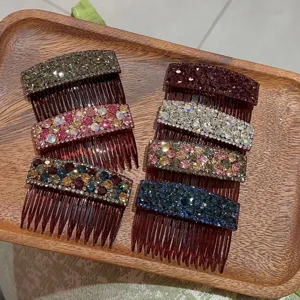 Exquisite rhinestone insert hair comb sparkling crystal side clips elegant French hair accessories