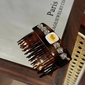Elegant rhinestone hair comb tortoiseshell side comb sparkling crystal hair accessory for women