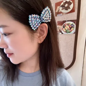 Pince à cheveux nœud strass scintillante élégante barrette latérale pour femme coiffure