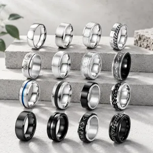Ensemble de Bagues Spinner Minimalistes en Acier Inoxydable pour Hommes Femmes Électroplaqué Géométrique Finition Lisse Bandes Anti Stress Bijoux de Mode Cadeau