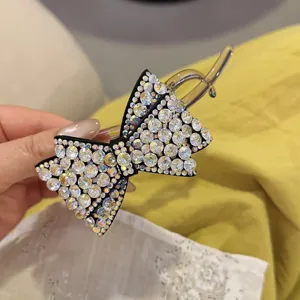 Magnifique barrette à nœud en strass, pince à cheveux brillante élégante accessoire