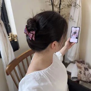 Pince à cheveux nœud strass style français élégant brillant accessoire coiffure chignon femme chic
