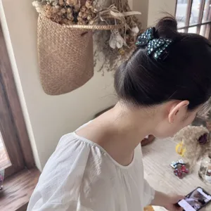 Pince à cheveux nœud strass scintillant français élégante pince chignon pour coiffure