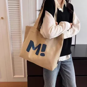 Canvas tote bag for women large capacity casual shoulder bag daily shopping handbag.