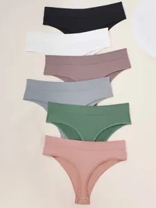 Detail view of seamless solid color women panties, comfortable multi-color pack set.