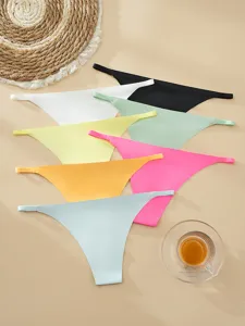 String tanga taille basse sans coutures pour femme lot multicolore lingerie detail