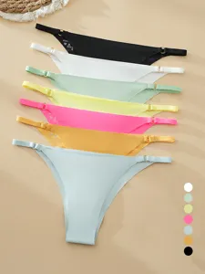 Femme string sans couture taille basse boucle métal élastique culotte multi-couleurs sous-vêtement