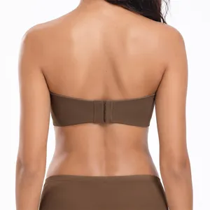 Women's strapless bra back view brown bandeau seamless anti-slip underwear daily wear top