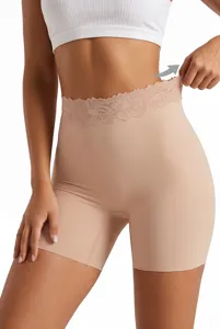 Pantaloncini modellanti pancia a vita alta senza cuciture, pantaloni di sicurezza in seta.