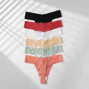 Women sexy lace thong high waist seamless panties multi-color thong underwear set