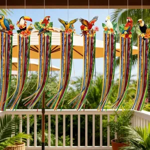 Décorations Suspendues Oiseaux Tropicaux Hawaïens Rideaux à Franges Arc-en-ciel Perroquet Toucan Luau Fournitures de Fête Décor Mural Papier Imprimé