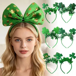 San Patricio verde trébol diadema fiesta accesorios para el pelo mujeres y niños estilo.