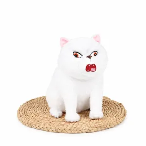 Weißer grimmiger Katzen Plüschtier süße Cartoon Tier Puppe weiches Kissen Festival Geschenk Detail