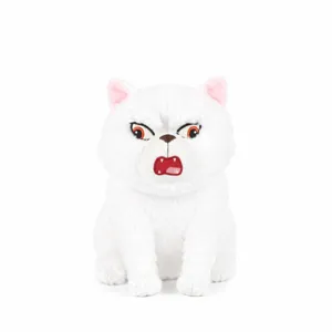 Süße weiße wütende Katze Plüschtier lustige Cartoon Tierpuppe weiches Kissen Geschenk Art