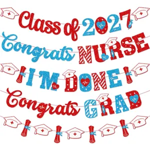 Πανό Αποφοίτησης Νοσοκόμας Congrats Nurse Τάξη Του 2026 Χαρτόνι Με Χρυσόσκονη Ιατρικό Θέμα Διακόσμηση Πάρτι Νοσοκόμα