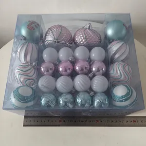 Weihnachtskugeln Set bunt, rosa weiss blau kunststoff christbaumschmuck deko kugeln.