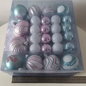 Weihnachtskugeln Set aus Kunststoff dekorative Christbaumkugeln in transparenter Box