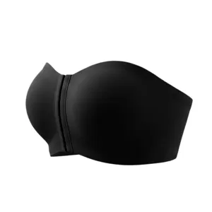 Black strapless front closure push up bra anti slip jelly glue underwear for women