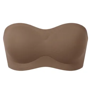 Seamless strapless bandeau bra for women, comfortable slip-resistant daily wear underwear.