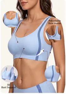 Seamless Sports Bra Detail View Adjustable Rear Hooks 3D Bust Support Comfortable Fit