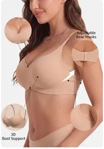 Wireless seamless jelly bra with 3D bust support and adjustable rear hooks for daily comfort.