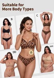 Leopard print seamless bra detail showing soft support and breathable comfort for various body types.