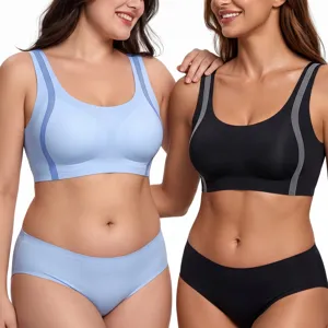 Seamless sports bra set with padding, wirefree shockproof quick-drying fitness activewear.