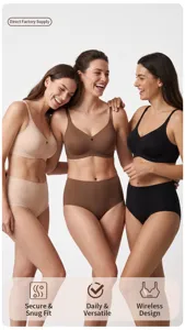 Seamless wireless bralette and underwear set, soft breathable comfort daily wirefree lingerie.