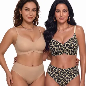 Wireless seamless jelly bra and panty set, soft comfortable daily wear underwear.