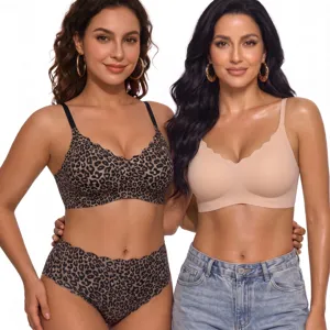 Set reggiseno jelly senza ferretto donna, scollo a V profondo senza cuciture comodo push up.