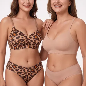 Comfortable seamless wireless bra and panty set with soft support and breathable everyday design.