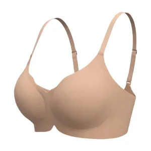 Seamless wireless jelly bra for women, soft comfortable daily wear with adjustable straps.