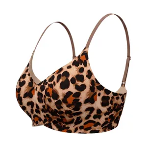 Women's Seamless Wireless Leopard Print Bra Soft Comfortable Daily Underwear Main View