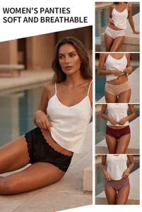 Women's seamless lace panties breathable mid-waist underwear comfortable daily wear 5 colors