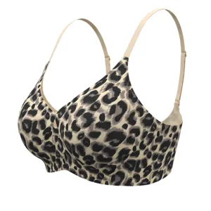Wireless leopard print seamless push up jelly bra for women comfortable daily wear sale.