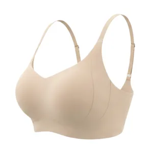 Women seamless wireless bra comfortable nude push up deep v adjustable straps daily wear