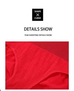 Red seamless high waist tummy control shaping panties women breathable slim shapewear underwear