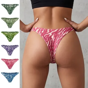 Women Sexy Zebra Print High Waist Thong Seamless Brazilian Bikini Panties Sexy Lingerie