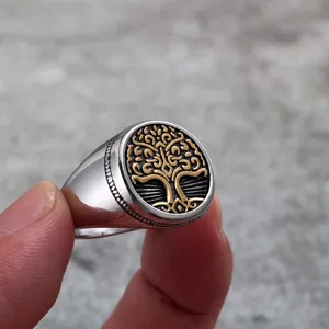 Stainless steel Viking tree of life ring retro men women signet ring jewelry accessories