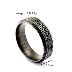 Anello vintage nordico in acciaio inossidabile da uomo con testo runico e albero della vita