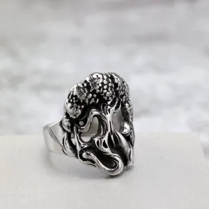 Anello Vintage in Acciaio Inossidabile Albero della Vita da Uomo Punk Rock Solido Svuotato Geometrico Gioielli Hip Hop Regalo