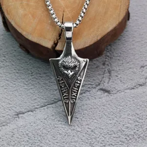 Pendentif Viking en acier inoxydable pour homme avec aigle et runes collier rétro bijou.