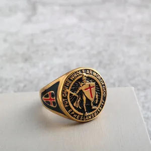Vintage stainless steel men ring medieval crusader knight ring religious jewelry gift