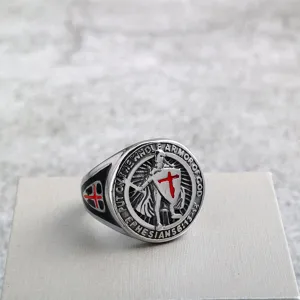 Vintage stainless steel men ring medieval templar crusader cross ring main product view