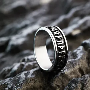 Stainless steel Viking rune ring for men and women, vintage Nordic retro finger jewelry.